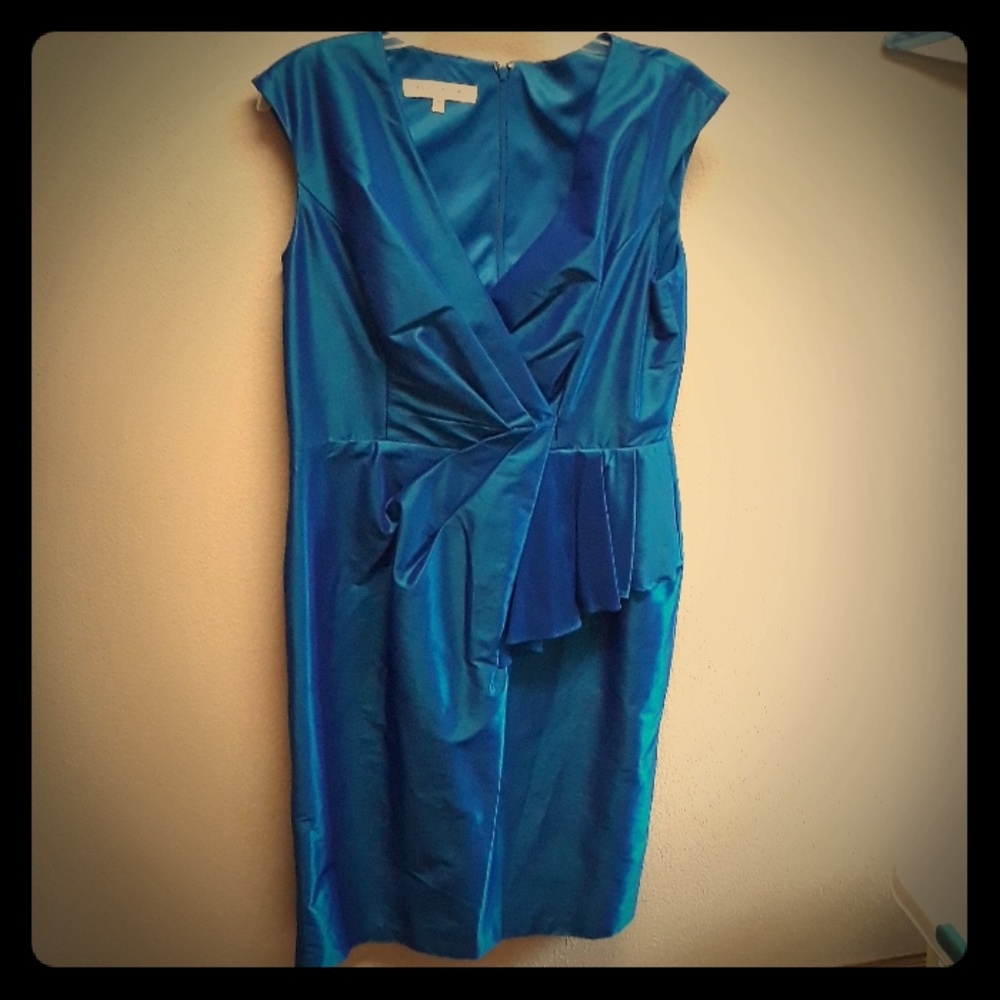 Shiny blue evening dress